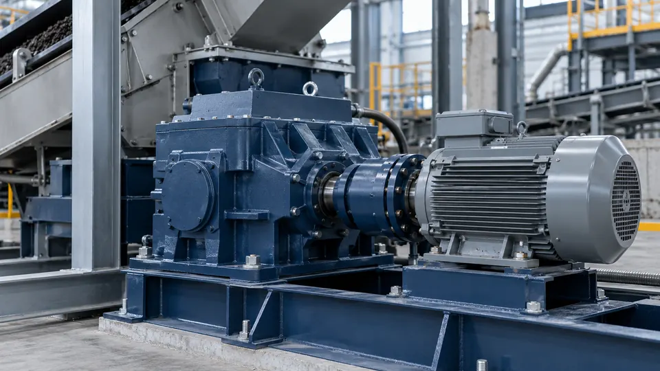 Gearboxes Bearing Applications Enclosed industrial gearbox coupled to an electric drive motor